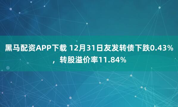 黑马配资APP下载 12月31日友发转债下跌0.43%,转股溢价率11.84%